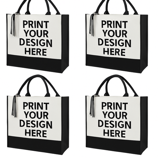 Classic Canvas Tote Bag – Black & White