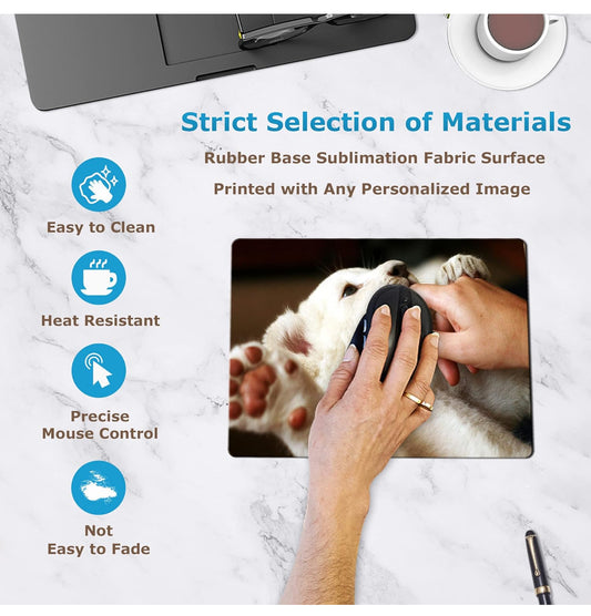 Customizable White Mouse Pad – Non-Slip, High-Quality Polyester
