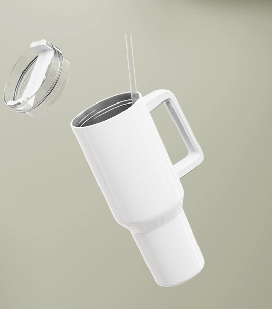 40 oz Stainless Steel Tumbler with Lid, Straw & Removable Handle – Double-Wall Insulated