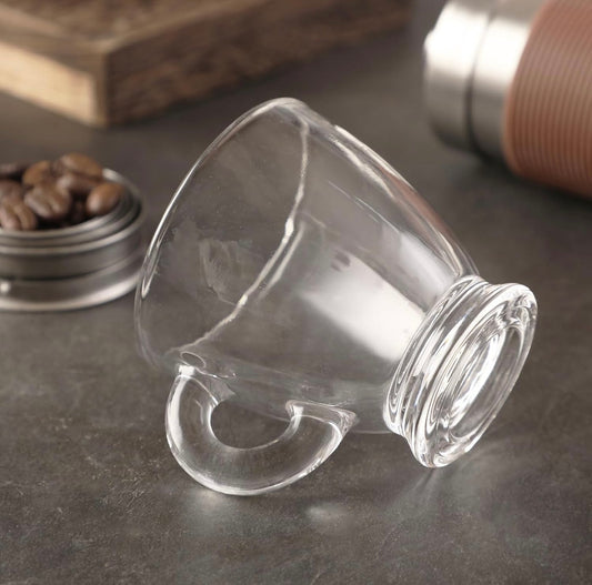 6-Piece Espresso Cup Set with Saucers & Spoons – 3.2 oz Clear Glass