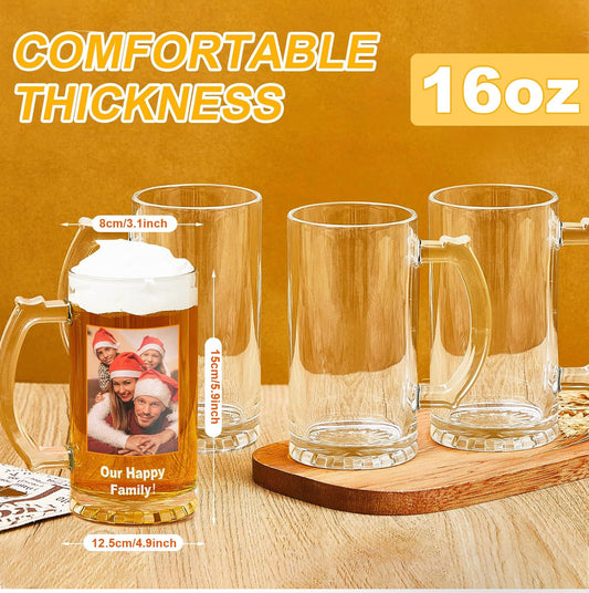 16 oz Custom Clear Beer Glass – Personalized with Text or Photo, Perfect Gift for Husband, Wife, or Friends
