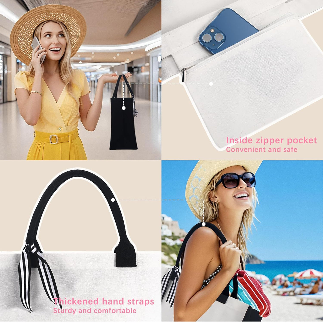 Classic Canvas Tote Bag – Black & White