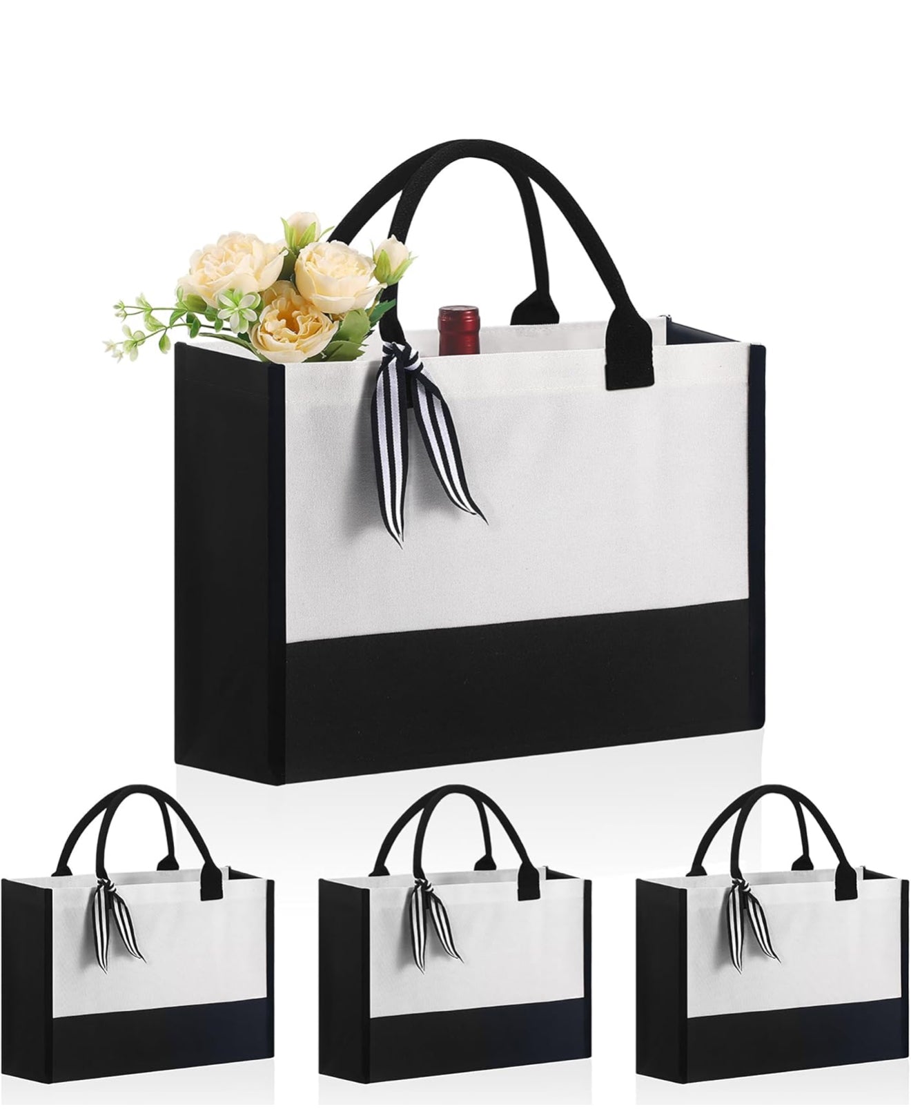 Classic Canvas Tote Bag – Black & White